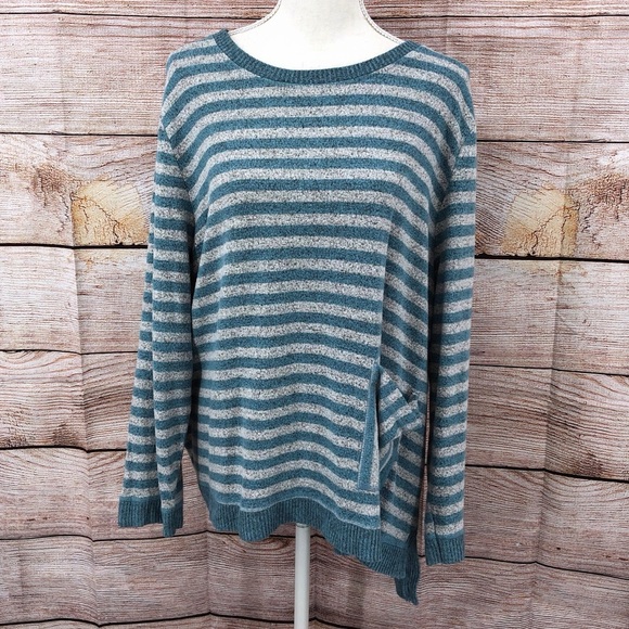 Habitat Blue and Gray Crew Neck Sweater with Stripes Size XL - Picture 1 of 11